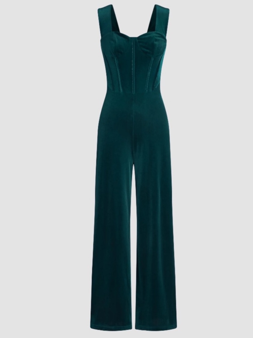 Cider Vintage Emerald Green Velvet Wide-Leg Jumpsuit, Women’s L
